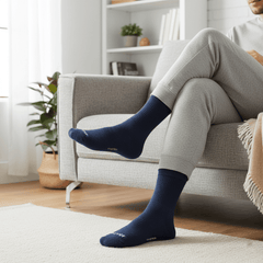 Diabetic Half Terry Full Length Silver Diabetic Socks for Men and Women | Soft, Cushioned Support with Non-Binding Top | Ideal for Sensitive Feet and Diabetic Care-Black ,Navy & Grey| Pack of 3