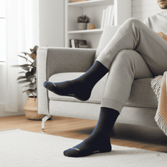 Diabetic Half Terry Full Length Silver Diabetic Socks for Men and Women | Soft, Cushioned Support with Non-Binding Top | Ideal for Sensitive Feet and Diabetic Care-Black ,Navy & Grey| Pack of 3
