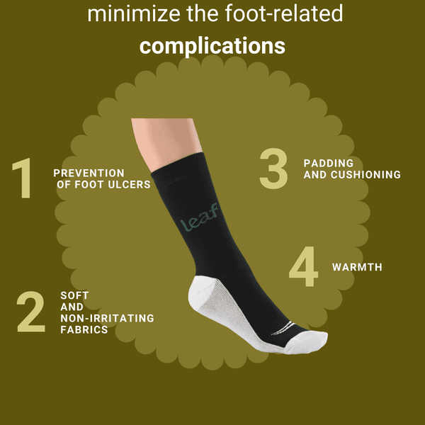 Leaf ortho Diabetic socks Set of 3 pairs White/Navy/Black