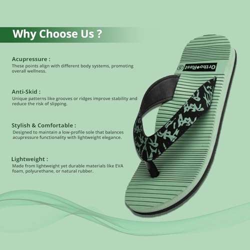 Ortho Rest Women's Comfortable and Stylish Flat Sandals Slipper | Soft Sole Casual Slip-On with back foot support (ARCH02) - Green