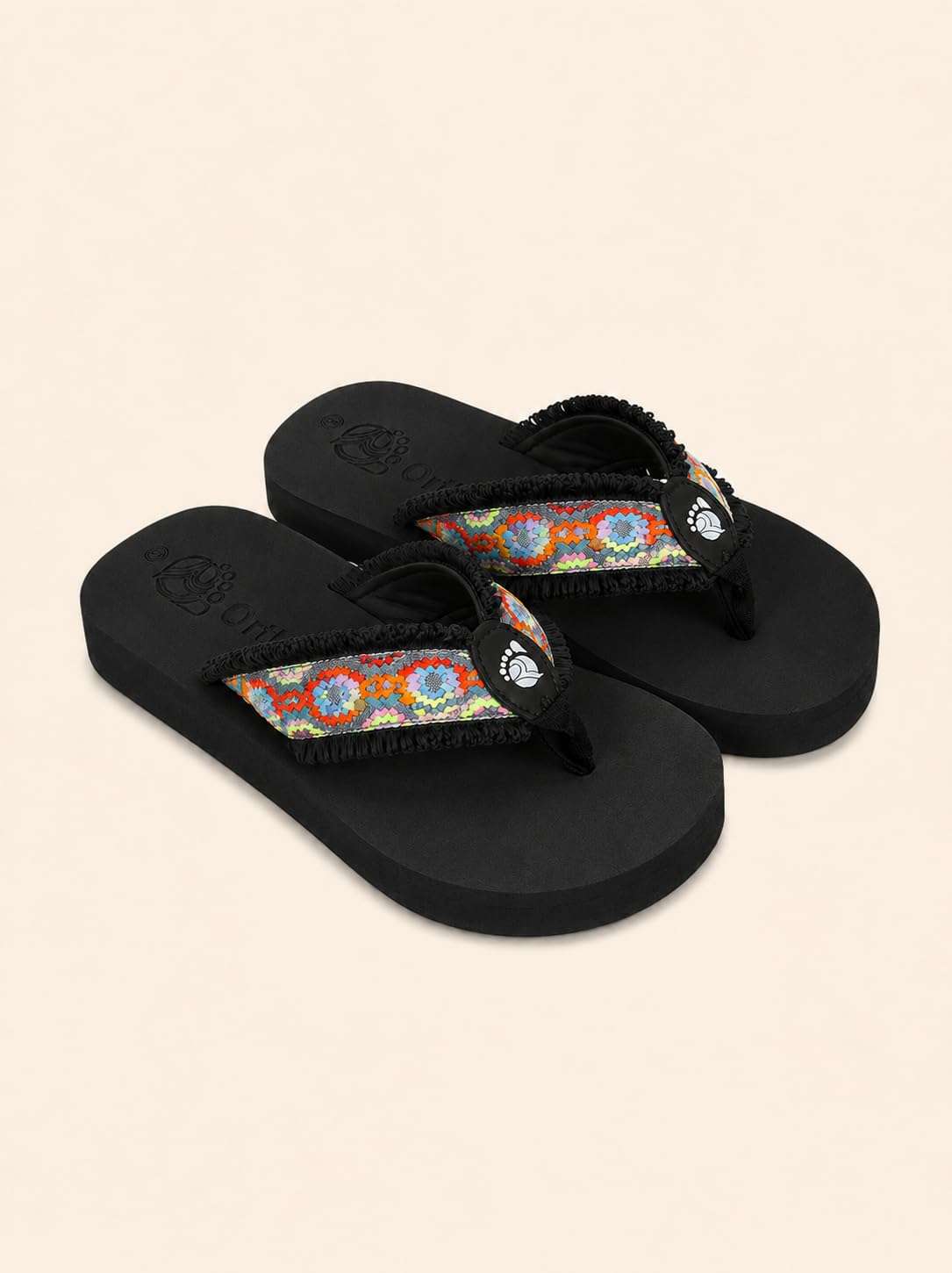 Ortho Rest Women's Comfortable and Stylish Flat Sandals Slipper | Soft Sole Casual Slip-On with back foot support (L3550) - Black
