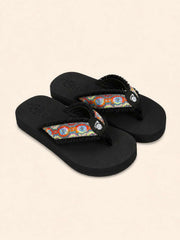 Ortho Rest Women's Comfortable and Stylish Flat Sandals Slipper | Soft Sole Casual Slip-On with back foot support (L3550) - Black