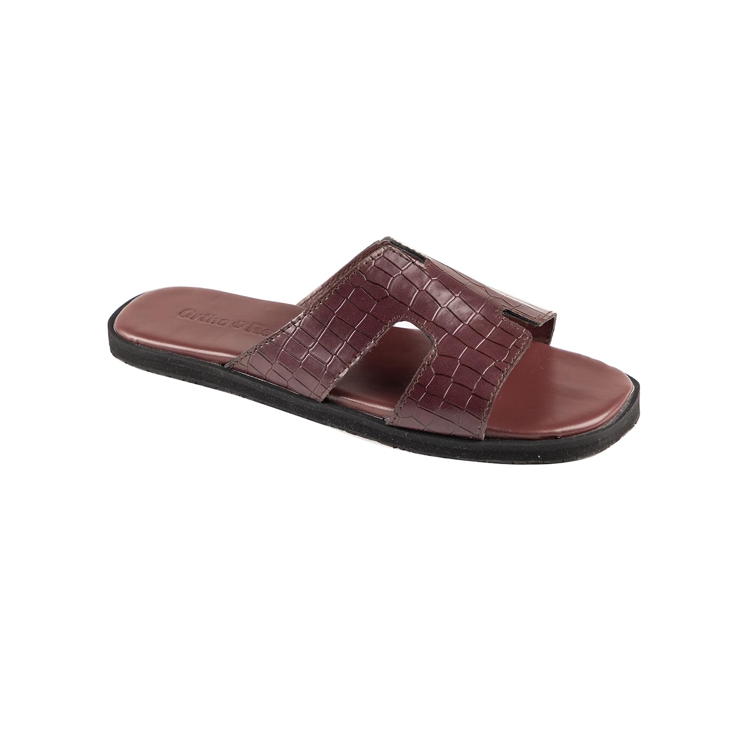Ortho Rest Women’s Stylish Crocodile Textured Slider Sandals (HH01) - Maroon