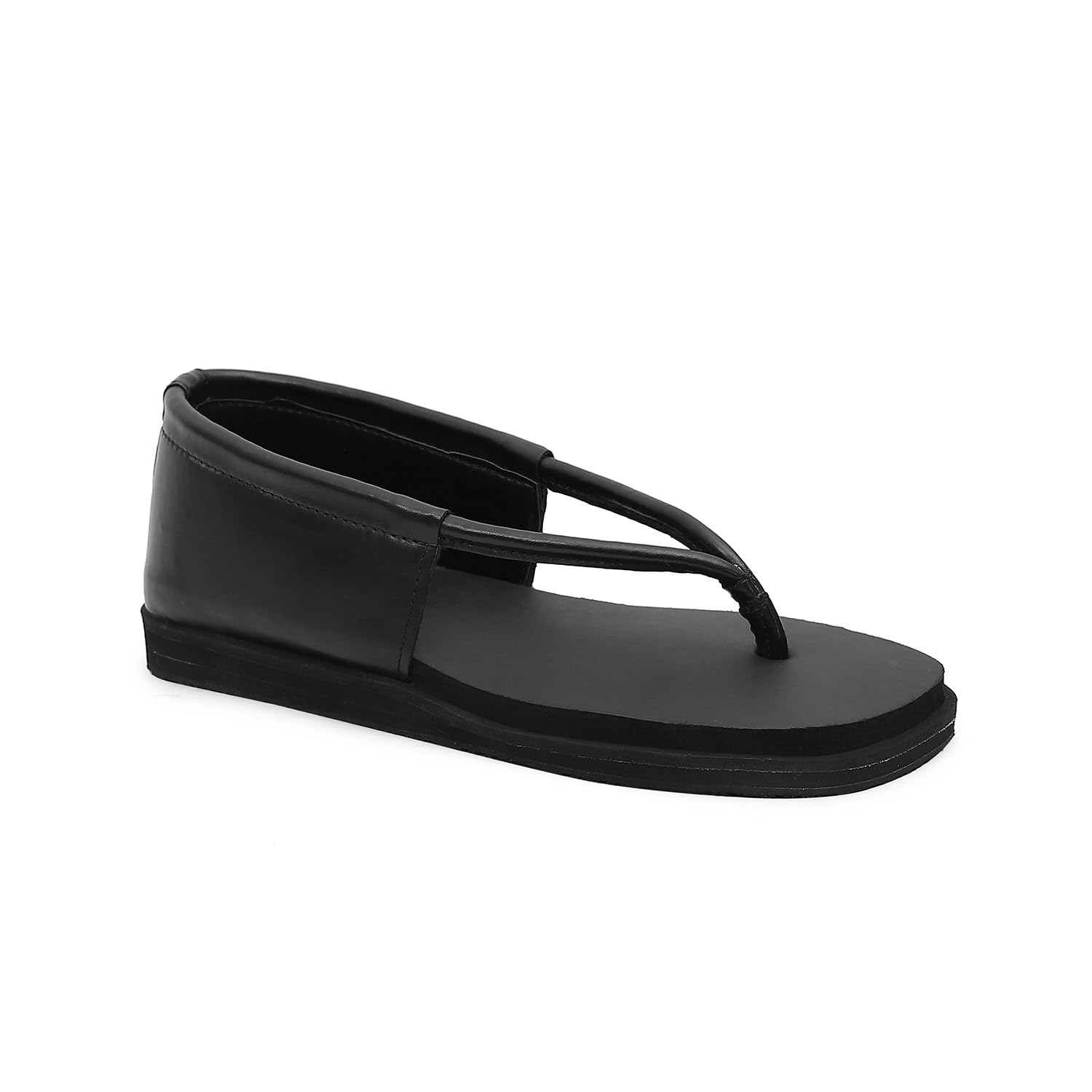 Ortho Rest Women's Comfortable and Stylish Flat Sandals Slipper | Soft Sole Casual Slip-On with back foot support (HH02) - Black