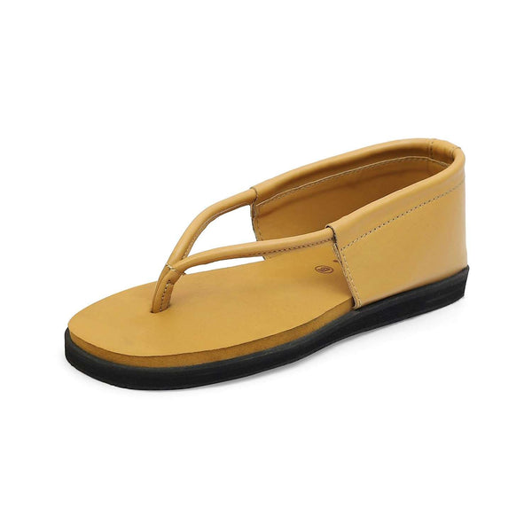Ortho Rest Women's Comfortable and Stylish Flat Sandals Slipper | Soft Sole Casual Slip-On with back foot support (HH02) - Tan