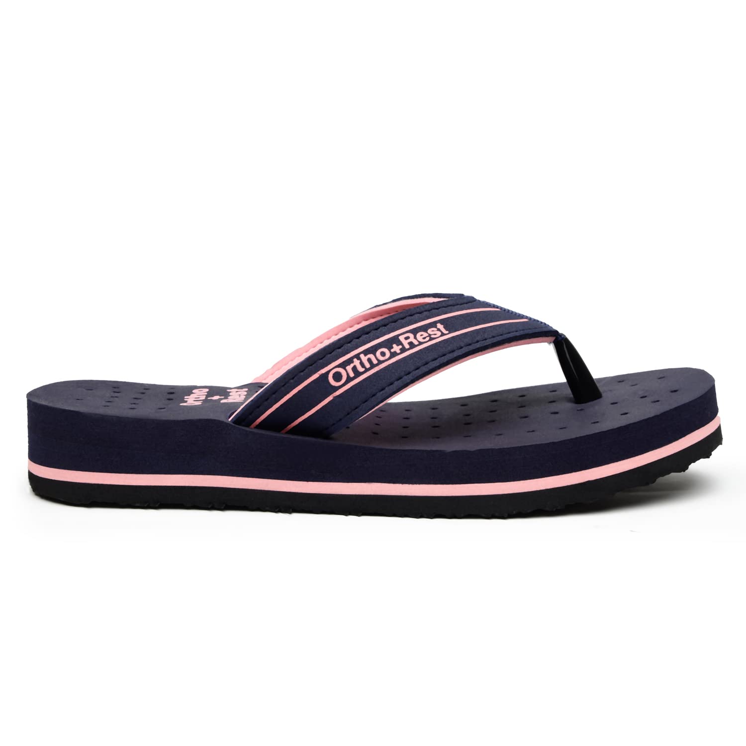 Ortho Rest Women's Comfortable and Stylish Flat Sandals Slipper | Soft Sole Casual Slip-On with back foot support (L331) - Blue