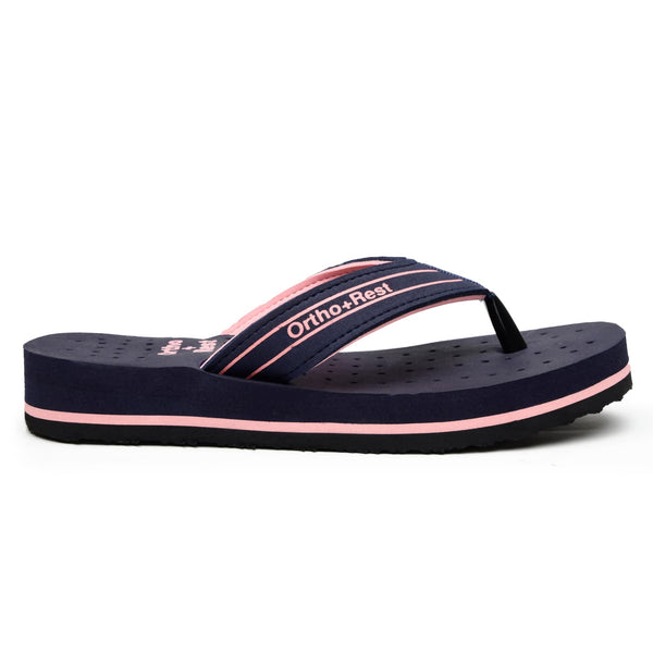 Ortho Rest Women's Comfortable and Stylish Flat Sandals Slipper | Soft Sole Casual Slip-On with back foot support (L331) - Blue
