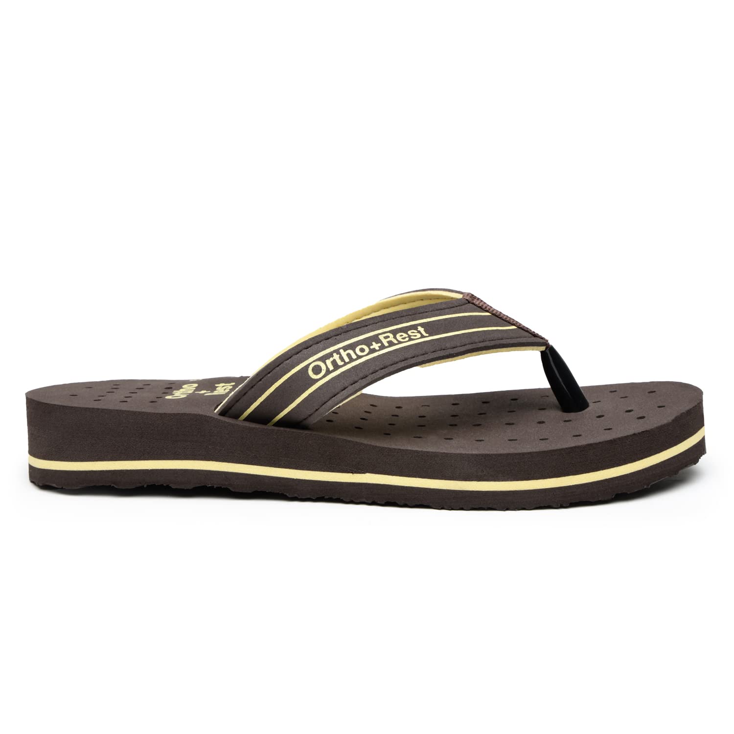 Ortho Rest Women's Comfortable and Stylish Flat Sandals Slipper | Soft Sole Casual Slip-On with back foot support (L331) - Brown