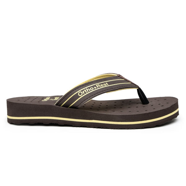 Ortho Rest Women's Comfortable and Stylish Flat Sandals Slipper | Soft Sole Casual Slip-On with back foot support (L331) - Brown