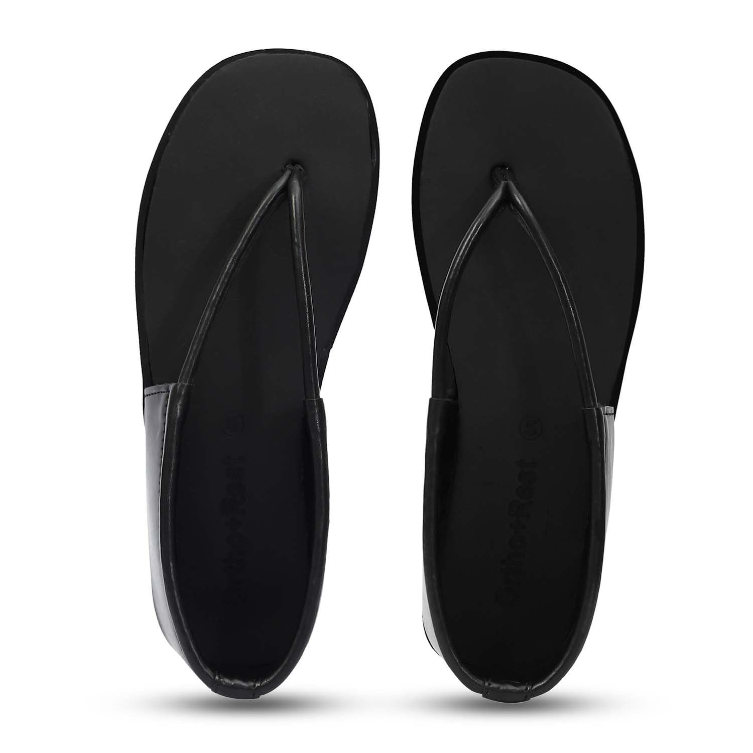 Ortho Rest Women's Comfortable and Stylish Flat Sandals Slipper | Soft Sole Casual Slip-On with back foot support (HH02) - Black