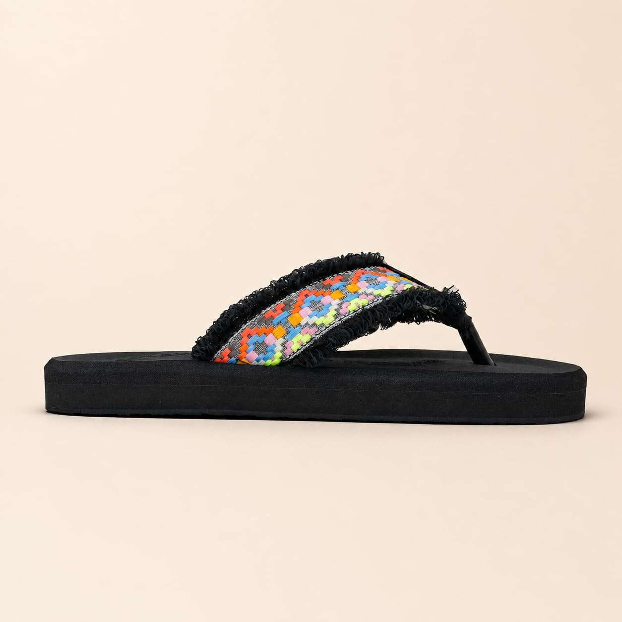 Ortho Rest Women's Comfortable and Stylish Flat Sandals Slipper | Soft Sole Casual Slip-On with back foot support (L3550) - Black