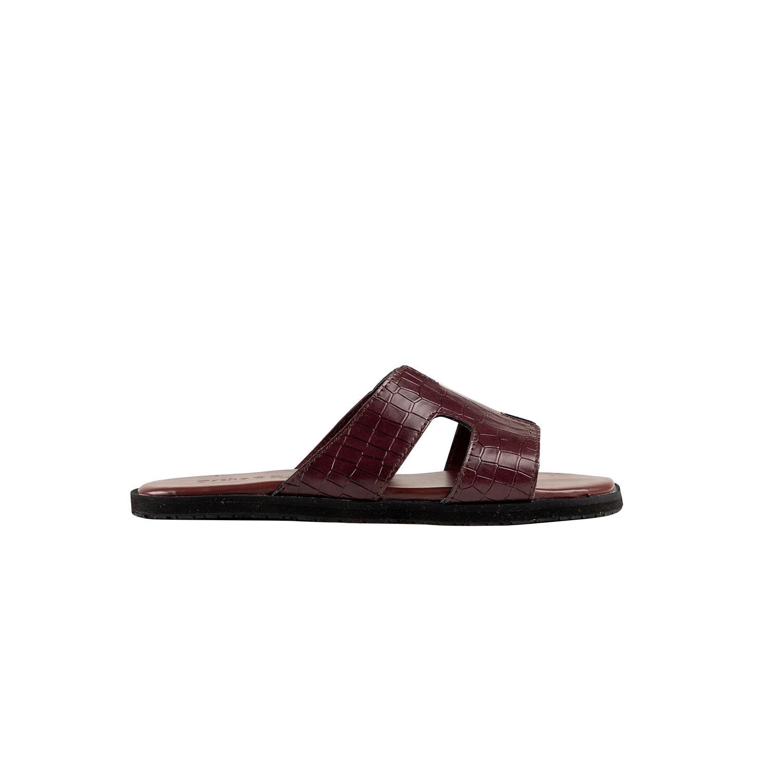Ortho Rest Women’s Stylish Crocodile Textured Slider Sandals (HH01) - Maroon