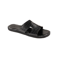 Ortho Rest Women’s Stylish Crocodile Textured Slider Sandals (HH01) - Black