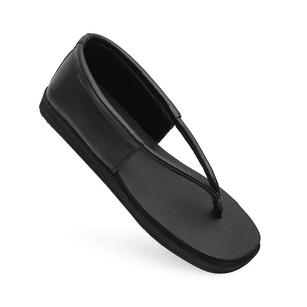 Ortho Rest Women's Comfortable and Stylish Flat Sandals Slipper | Soft Sole Casual Slip-On with back foot support (HH02) - Black