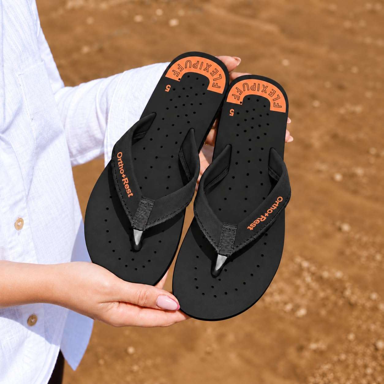 Ortho Rest Women's Comfortable and Stylish Flat Sandals Slipper | Soft Sole Casual Slip-On with back foot support (L300) - Black