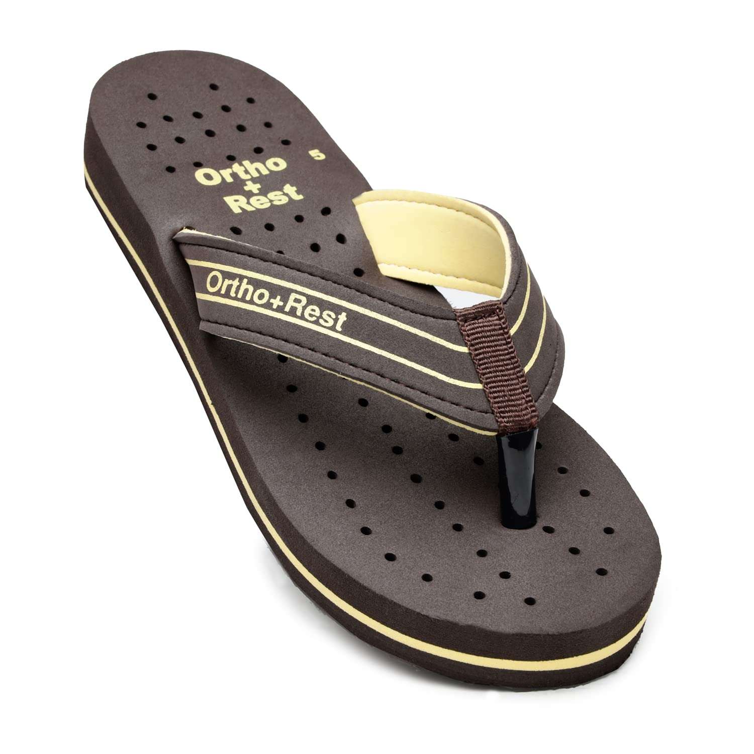 Ortho Rest Women's Comfortable and Stylish Flat Sandals Slipper | Soft Sole Casual Slip-On with back foot support (L331) - Brown