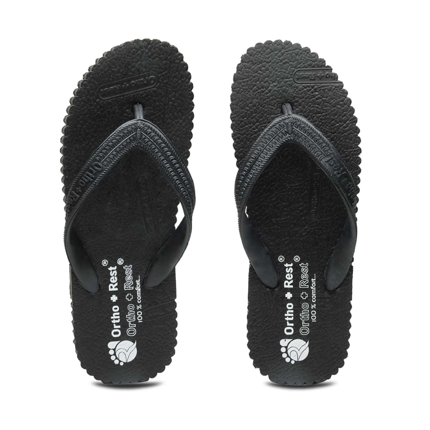 Ortho Rest Hawaii Chappal  Comfort Ortho Care, Bathroom Rubber Flip-Flops (R111) - Black