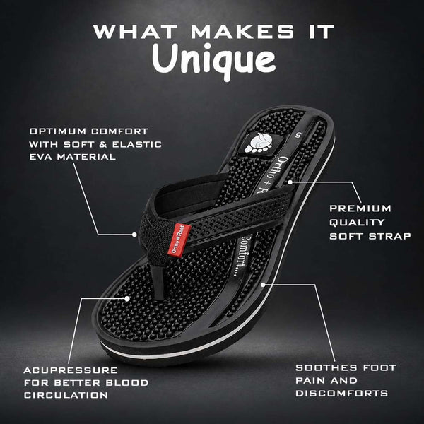 Ortho Rest Women's Comfortable and Stylish Flat Sandals Slipper | Soft Sole Casual Slip-On with back foot support (L215) - Black