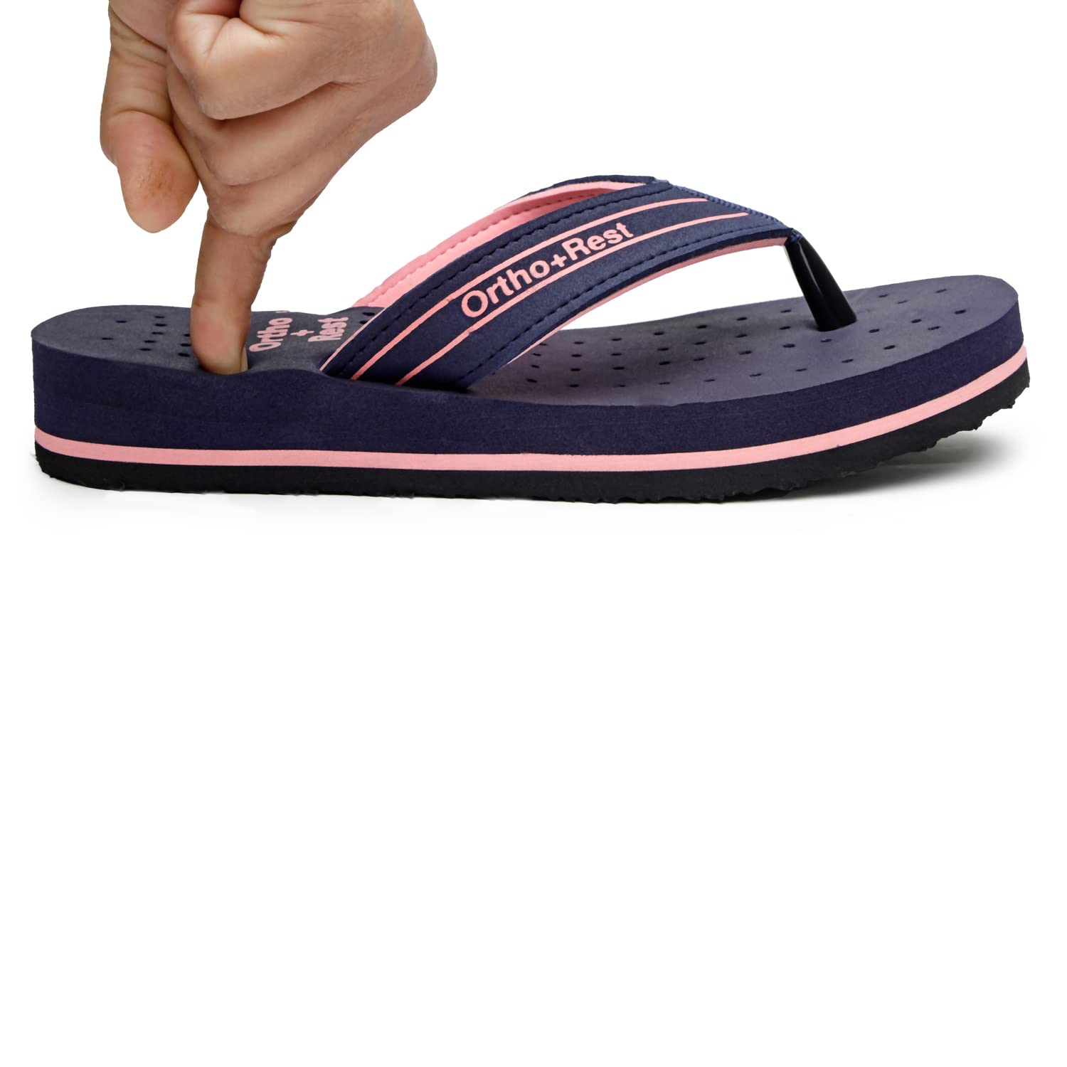 Ortho Rest Women's Comfortable and Stylish Flat Sandals Slipper | Soft Sole Casual Slip-On with back foot support (L331) - Blue