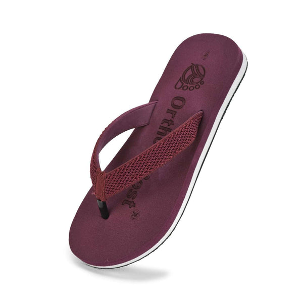 Ortho Rest Women's Comfortable and Stylish Flat Sandals Slipper | Soft Sole Casual Slip-On with back foot support (L217) - Maroon