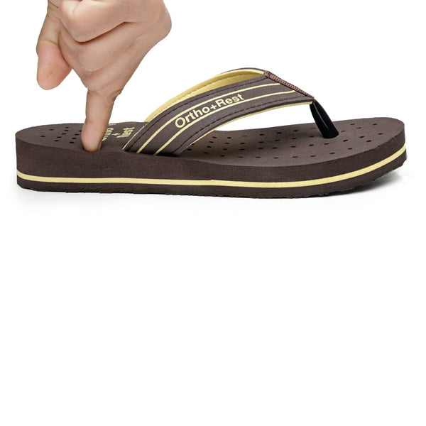 Ortho Rest Women's Comfortable and Stylish Flat Sandals Slipper | Soft Sole Casual Slip-On with back foot support (L331) - Brown