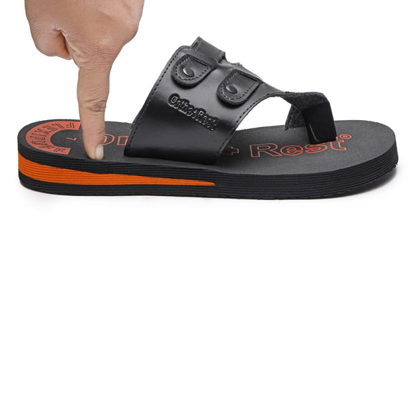 Ortho Rest Extra Comfortable Ortho Slippers for Men Daily Use (M444) - Black