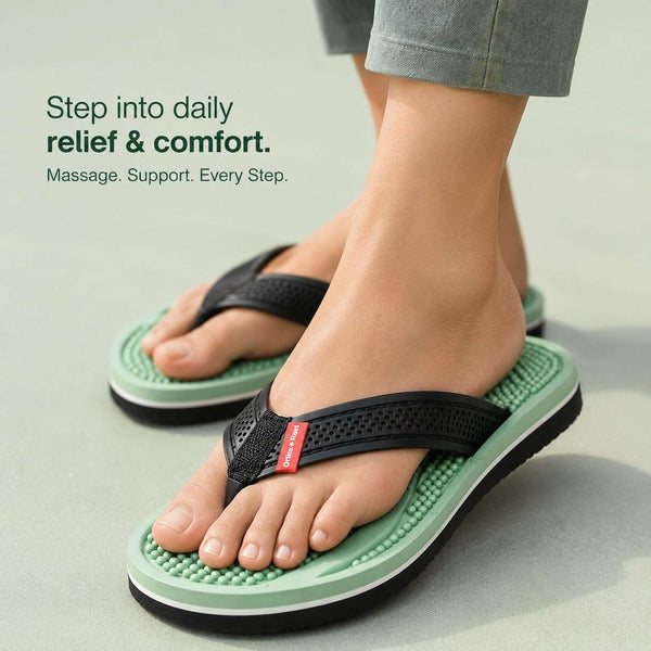 Ortho Rest Women's Comfortable and Stylish Flat Sandals Slipper | Soft Sole Casual Slip-On with back foot support (L215) - Green