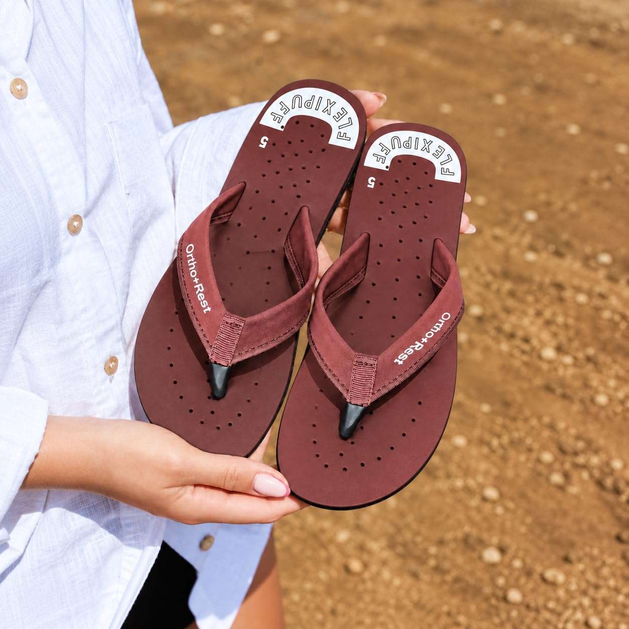 Ortho Rest Women's Comfortable and Stylish Flat Sandals Slipper | Soft Sole Casual Slip-On with back foot support (L300) - Maroon