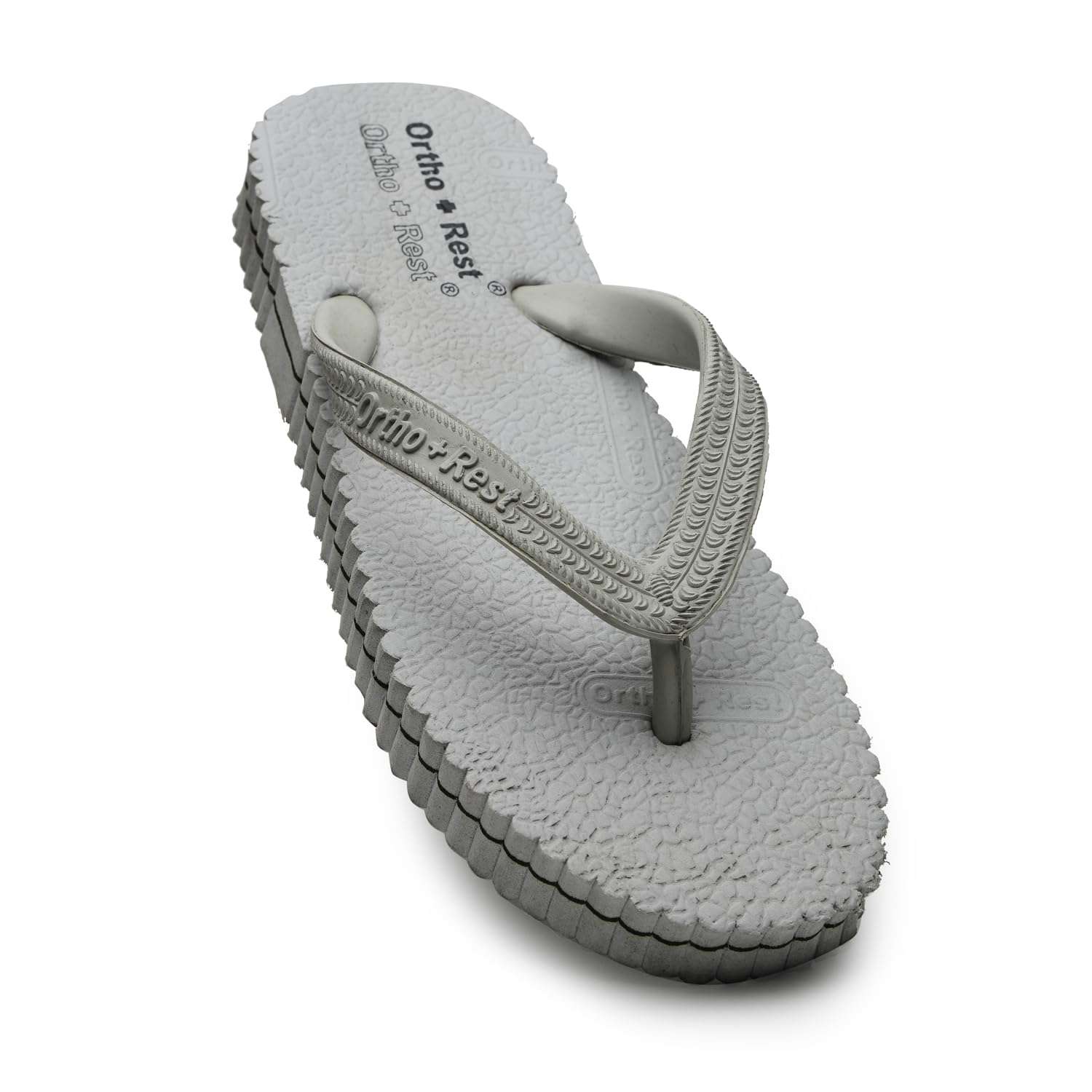 Ortho Rest Hawaii Chappal  Comfort Ortho Care, Bathroom Rubber Flip-Flops (R111) - Light Grey