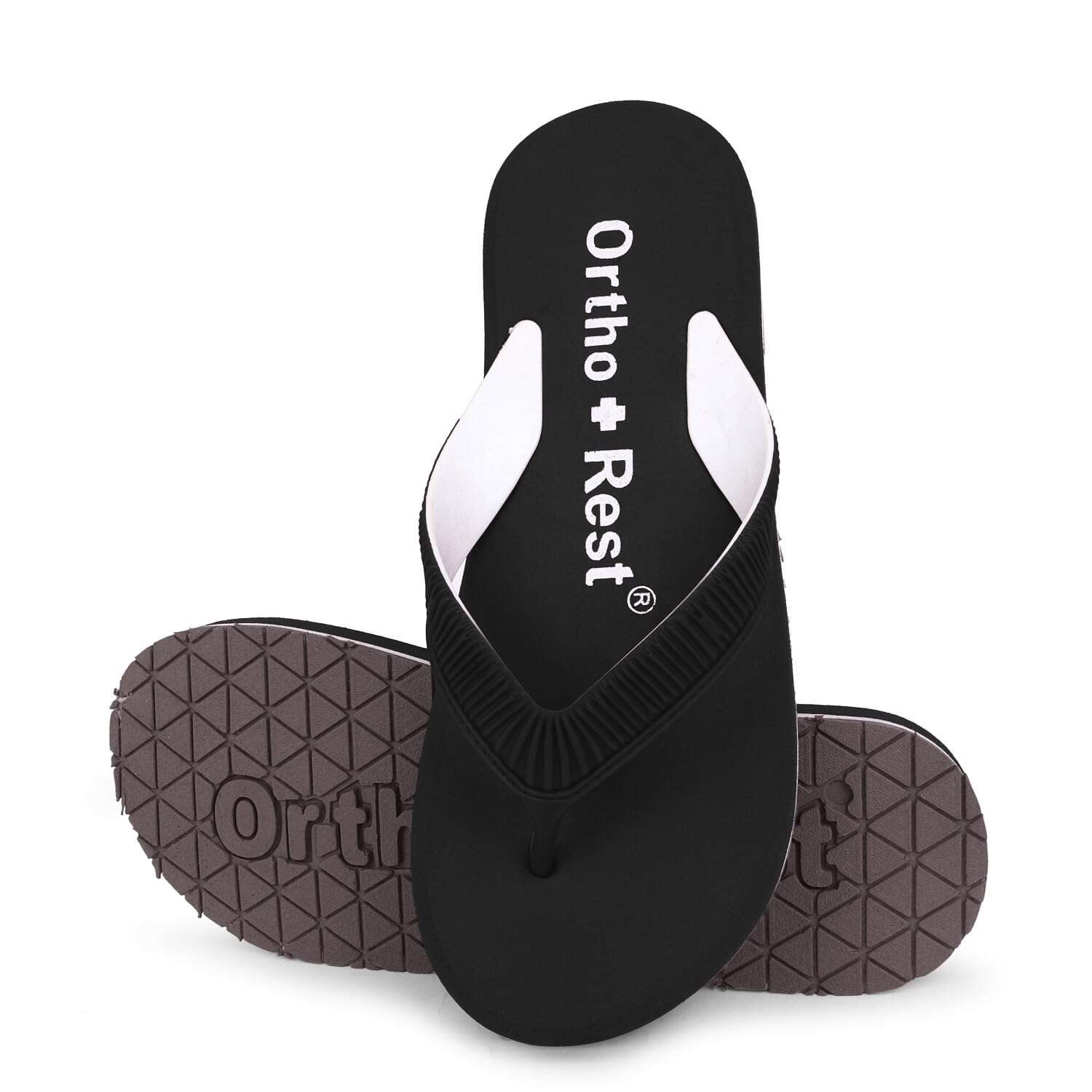 Ortho Rest  Slippers for Women with Cushioned Anti-Skid Sole (L219) - Black