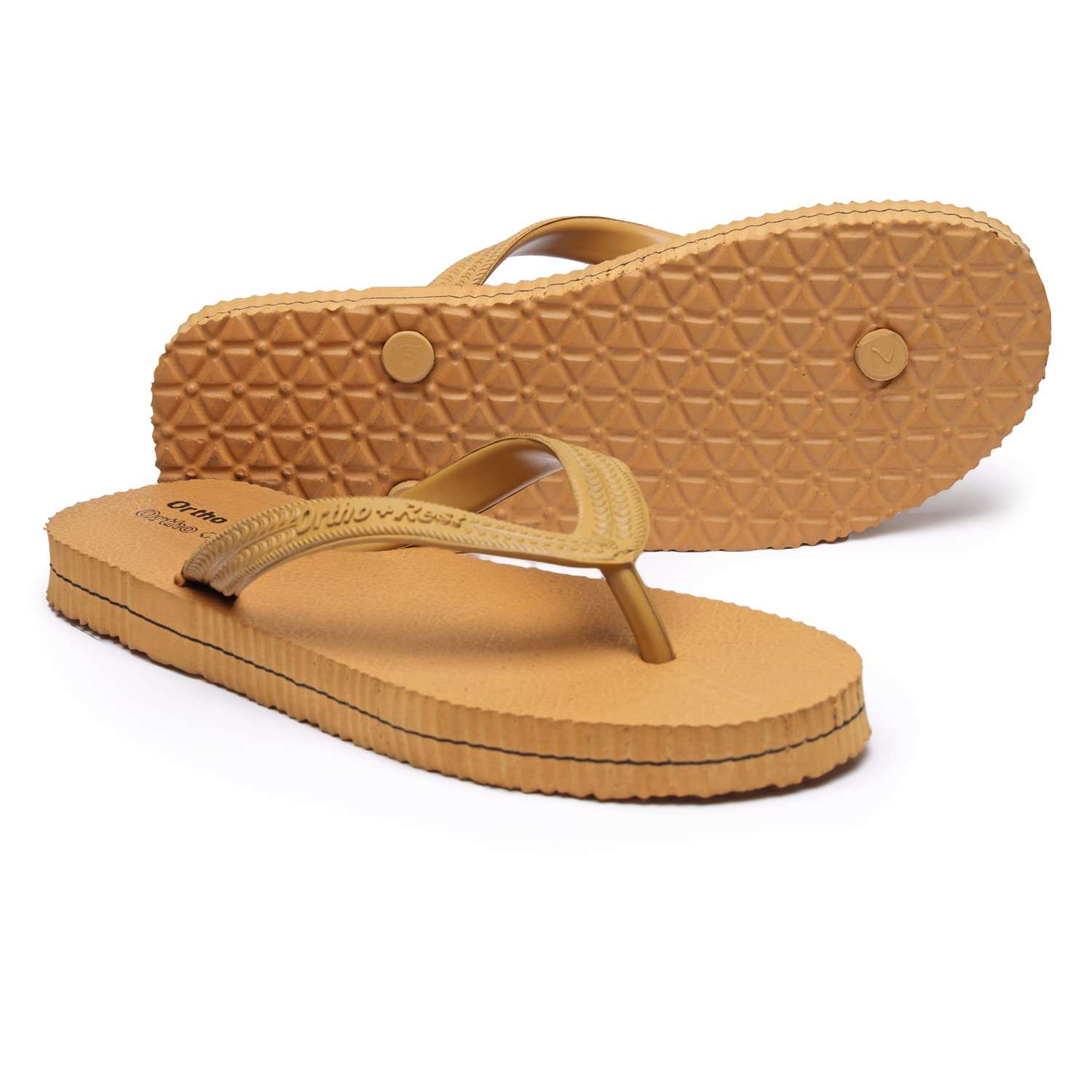 Ortho Rest Hawaii Chappal  Comfort Ortho Care, Bathroom Rubber Flip-Flops (R111) - Tan