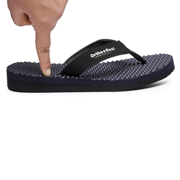 Ortho Rest Women's Comfortable and Stylish Flat Sandals Slipper | Soft Sole Casual Slip-On with back foot support (L777) - Blue