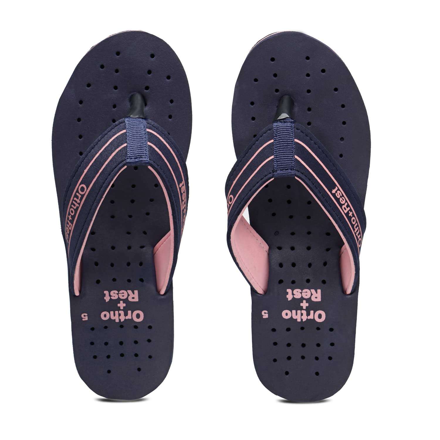 Ortho Rest Women's Comfortable and Stylish Flat Sandals Slipper | Soft Sole Casual Slip-On with back foot support (L331) - Blue