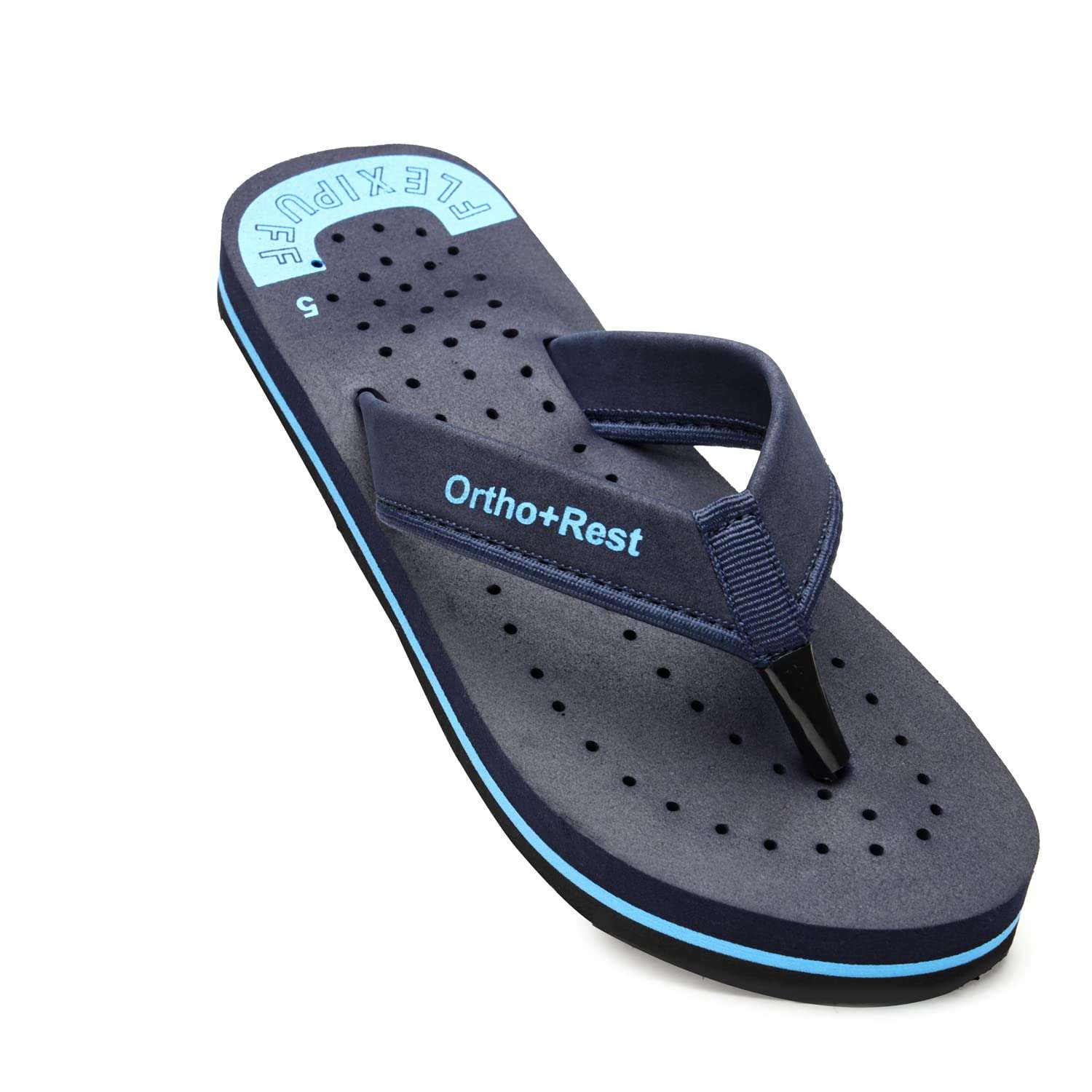 Ortho Rest Women's Comfortable and Stylish Flat Sandals Slipper | Soft Sole Casual Slip-On with back foot support (L300) - Blue