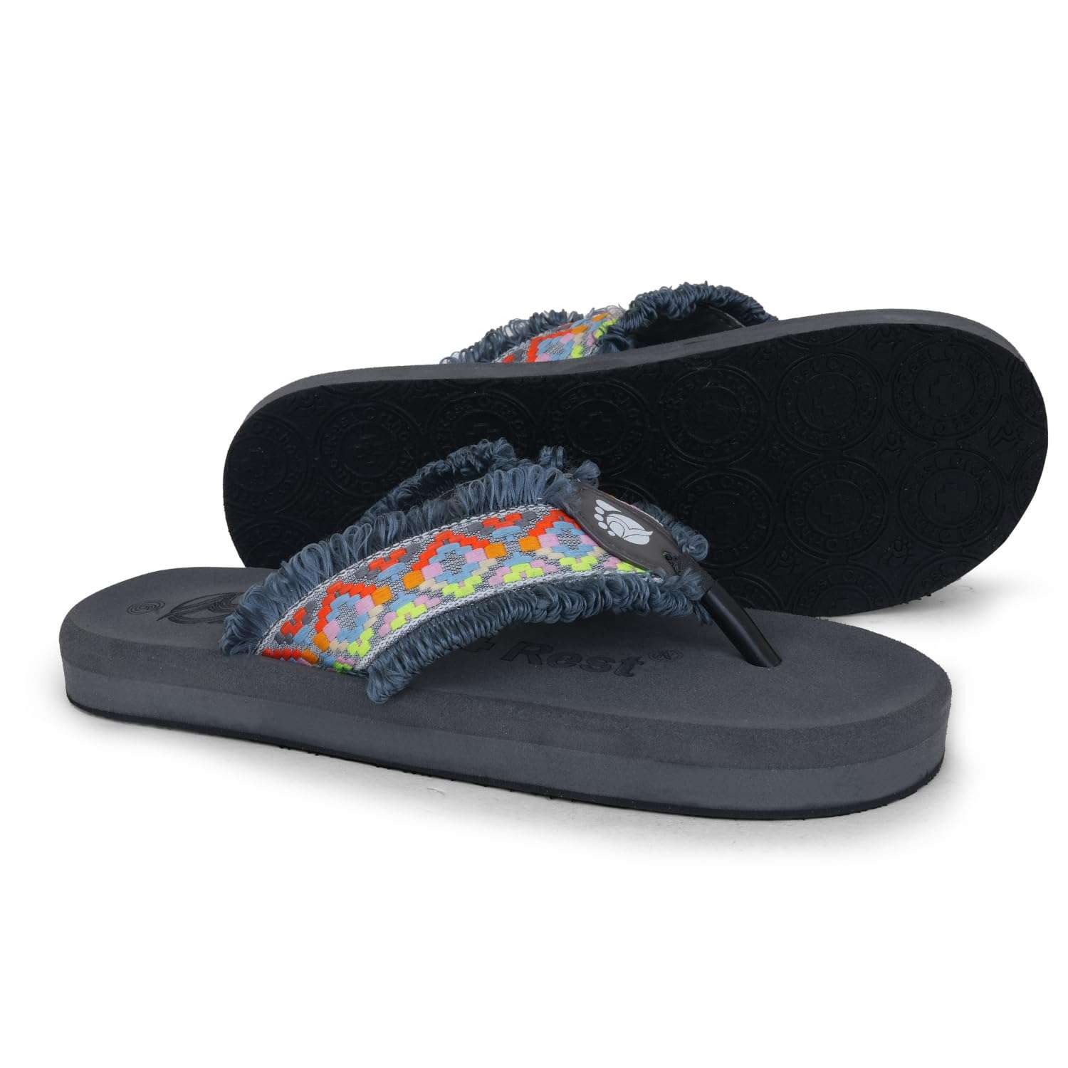 Ortho Rest Women's Comfortable and Stylish Flat Sandals Slipper | Soft Sole Casual Slip-On with back foot support (L3550) - Grey