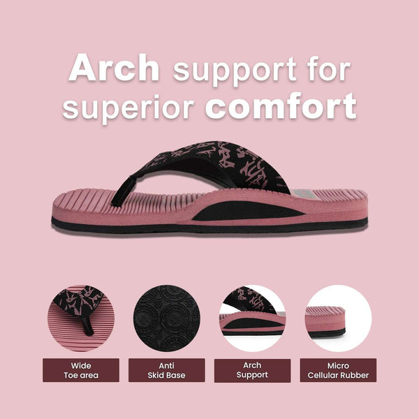Ortho Rest Women's Comfortable and Stylish Flat Sandals Slipper | Soft Sole Casual Slip-On with back foot support (ARCH02) - Pink