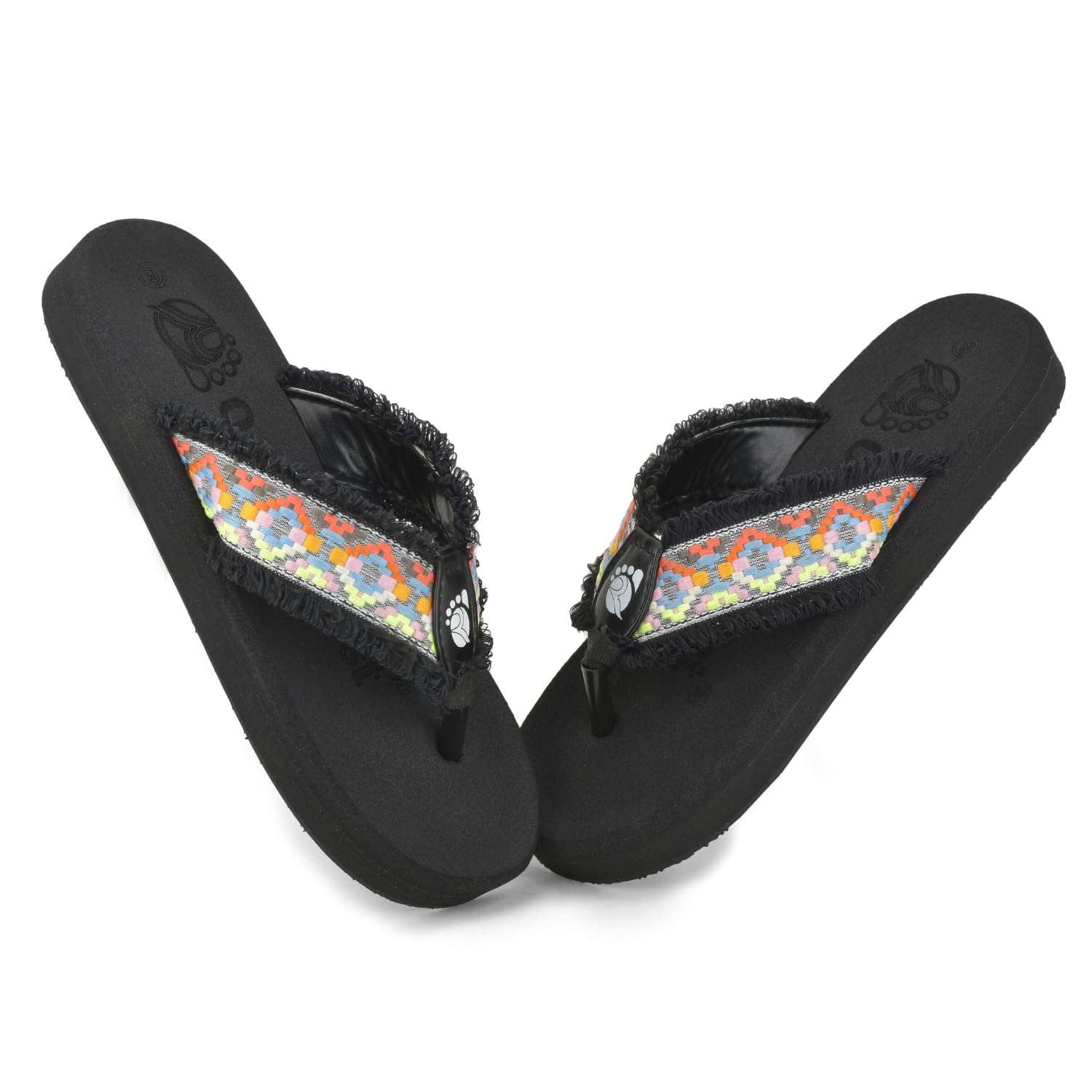 Ortho Rest Women's Comfortable and Stylish Flat Sandals Slipper | Soft Sole Casual Slip-On with back foot support (L3550) - Black