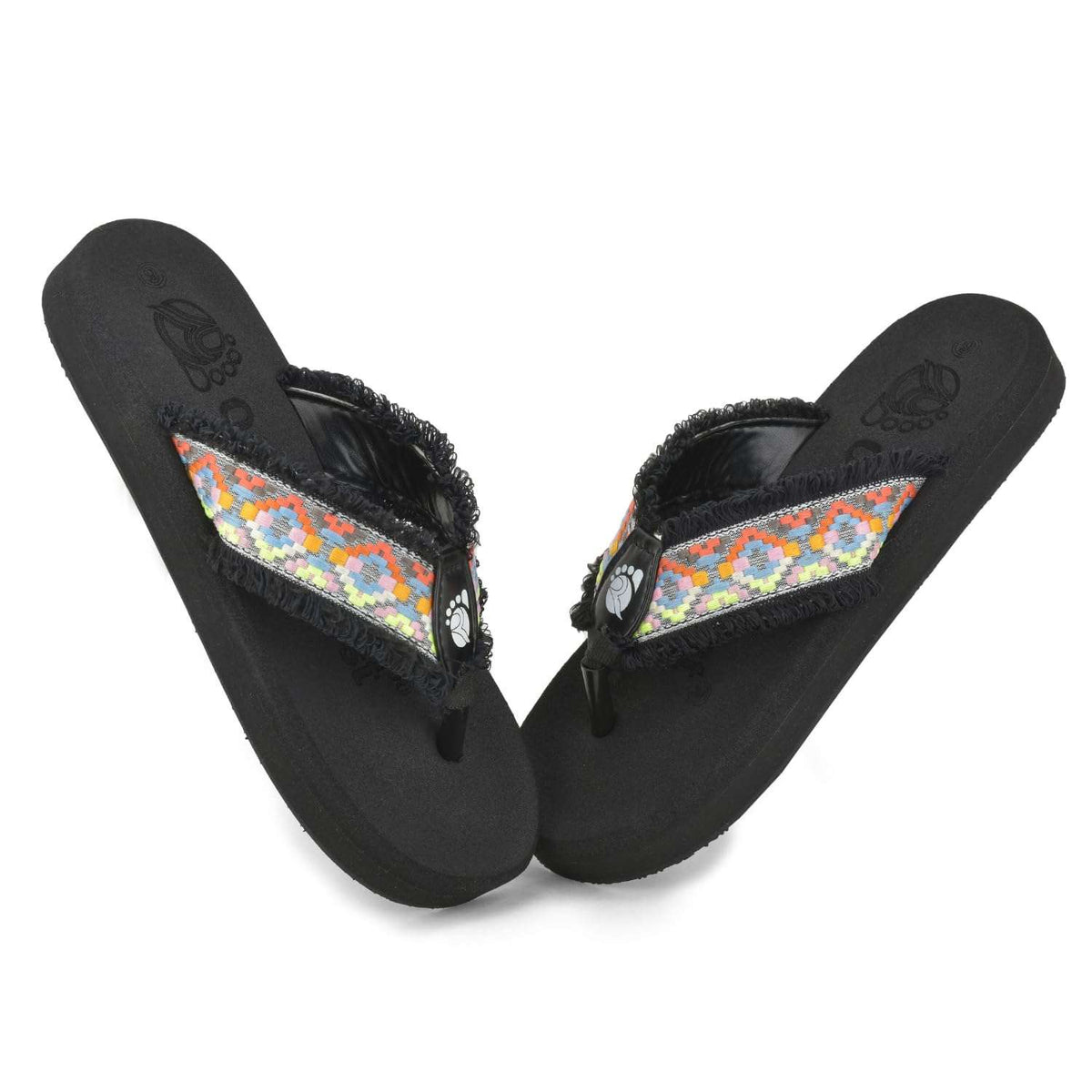 Ortho Rest Women's Comfortable and Stylish Flat Sandals Slipper | Soft Sole Casual Slip-On with back foot support (L3550) - Black