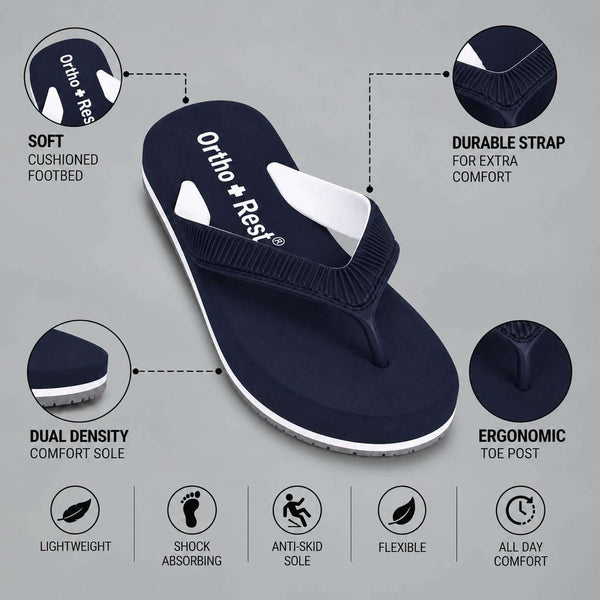 Ortho Rest  Slippers for Women with Cushioned Anti-Skid Sole (L219) - Navy Blue
