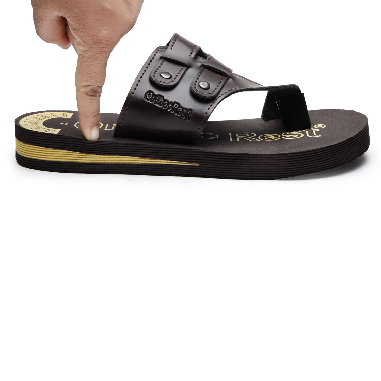 Ortho Rest Extra Comfortable Ortho Slippers for Men Daily Use (M444) - Brown