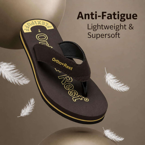 Ortho Rest Men Slipper  Super Soft, Lightweight and Comfortable Flip Flops for Home Daily Use (M555) - Brown