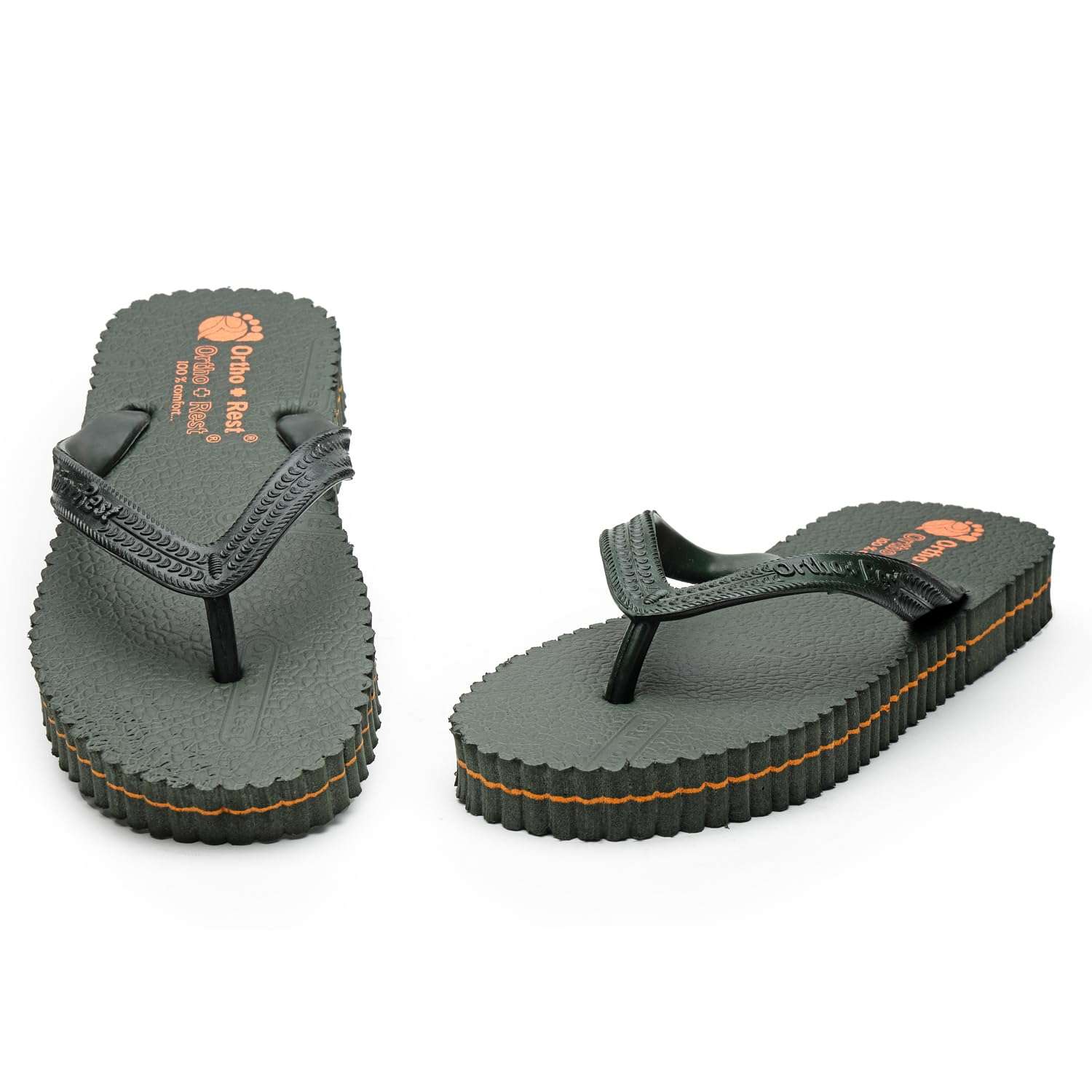Ortho Rest Hawaii Chappal  Comfort Ortho Care, Bathroom Rubber Flip-Flops (R111) - Green