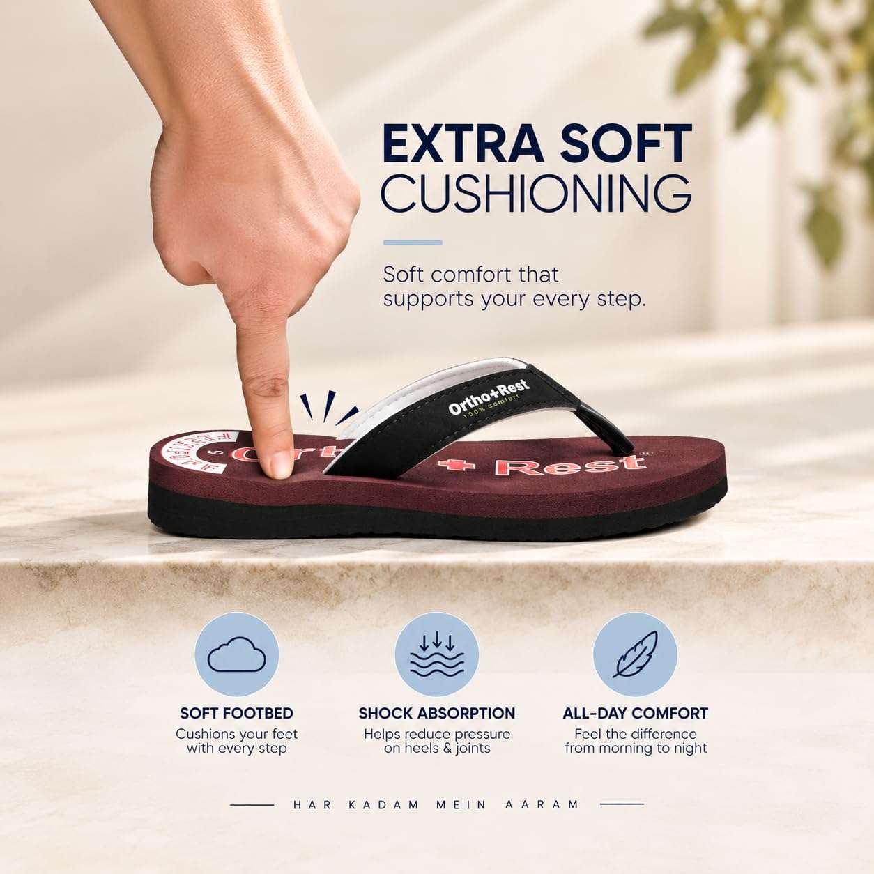 Ortho Rest Comfort Extra Soft Ortho Slippers for Women |  Doctor Chappal Footwear | Casual Flip Flops for Home Daily Use (L222) - Maroon