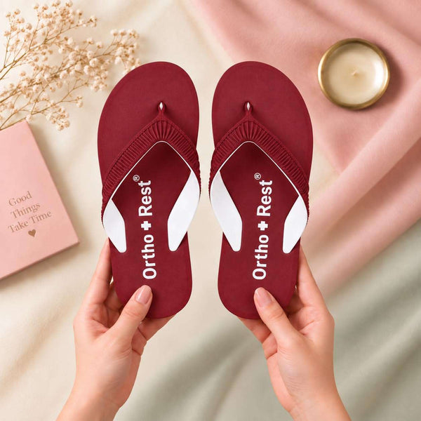 Ortho Rest  Slippers for Women with Cushioned Anti-Skid Sole (L219) - Maroon