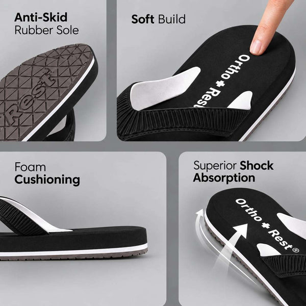 Ortho Rest  Slippers for Women with Cushioned Anti-Skid Sole (L219) - Black