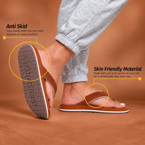 Ortho Rest  Slippers for Women with Cushioned Anti-Skid Sole (L219) - Tan