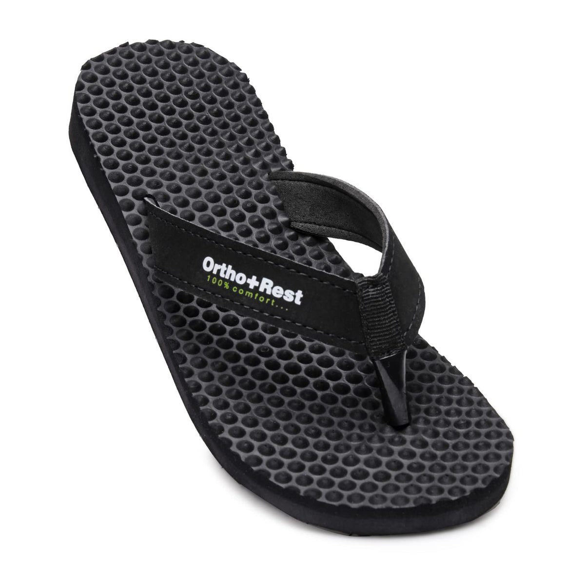 Ortho Rest Women's Comfortable and Stylish Flat Sandals Slipper | Soft Sole Casual Slip-On with back foot support (L777) - Black