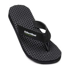 Ortho Rest Women's Comfortable and Stylish Flat Sandals Slipper | Soft Sole Casual Slip-On with back foot support (L777) - Black