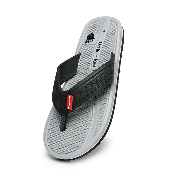 Ortho Rest  Men's Flip Flops with Acupressure Footbed (M10015) - Grey