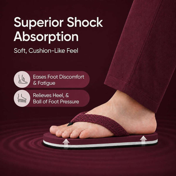 Ortho Rest Women's Comfortable and Stylish Flat Sandals Slipper | Soft Sole Casual Slip-On with back foot support (L217) - Maroon
